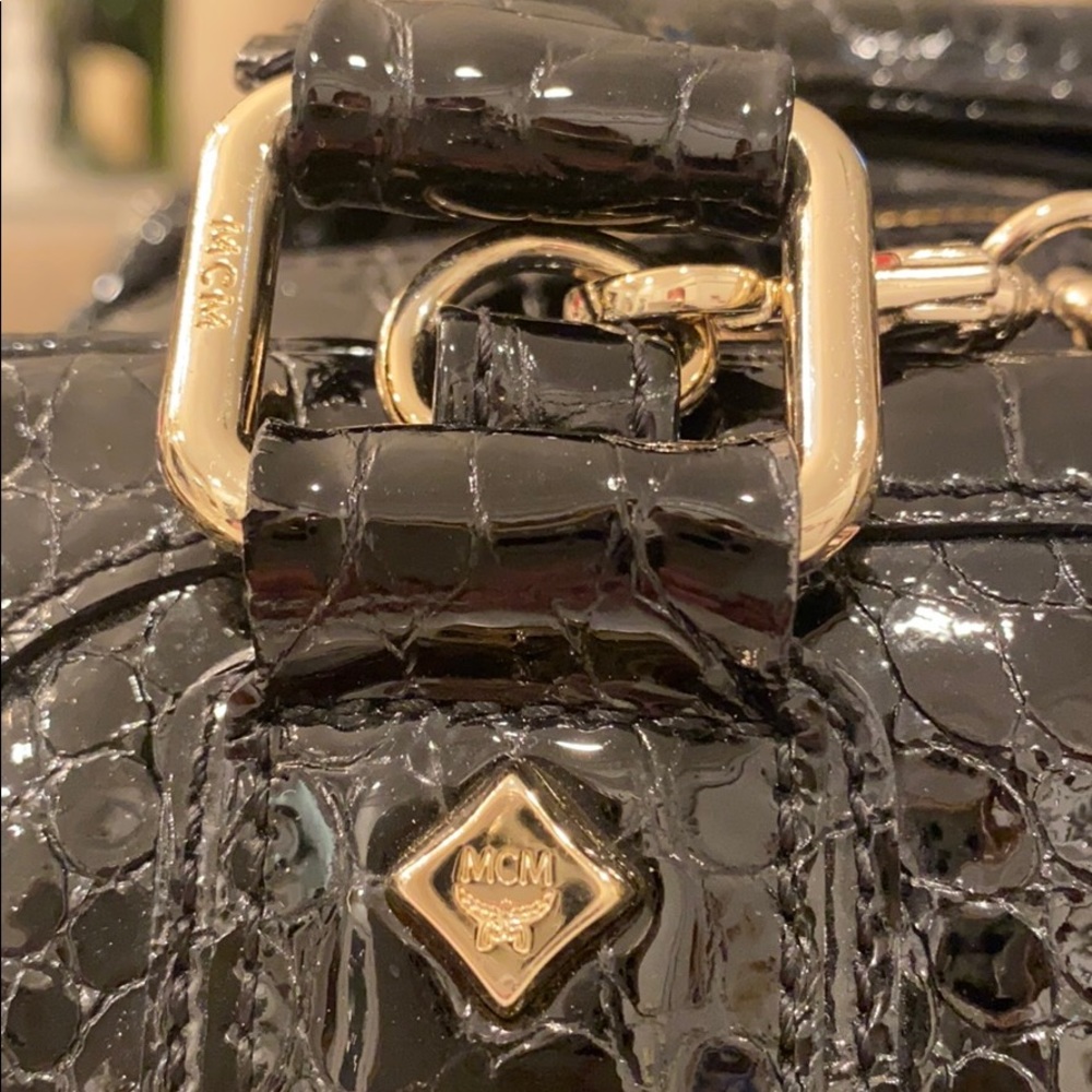 SOLD-MCM Designer Purse Bag Limited Edition Black & White Marquis Satchel Rare - Picture 10 of 16